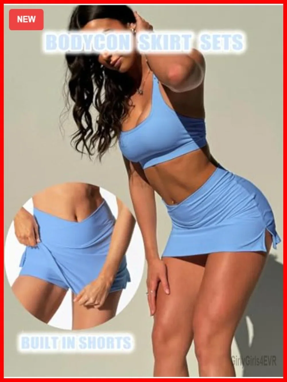 2 Piece Tennis Skirt Set Women Athletic Golf Pickleball Outfit High Waisted
